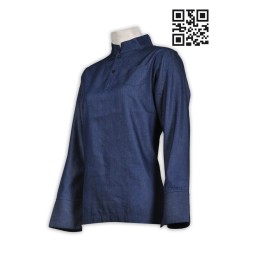 R188 jean ladies' shirts tailor made ladies' personal women shirts Chinese tunic collar tailor made company company uniform company blouse denim R188 jean ladies' shirts tailor made ladies' personal women shirts Chinese tunic collar tailor made company company uniform company blouse denim